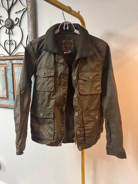 J. Crew Olive Green Utility Jacket with Knit Collar WUC XS